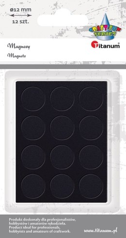 Magnes Craft-Fun Series krążki samoprzylepne czarne śr. 12mm Titanum (23201) 12 sztuk