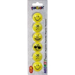 Magnes Smiley okrągły żółty śr. 29mm Fun&Joy 6 sztuk