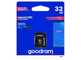 Goodram karta pamięci micro SDHC Class 10 | 32GB | black + Adapter