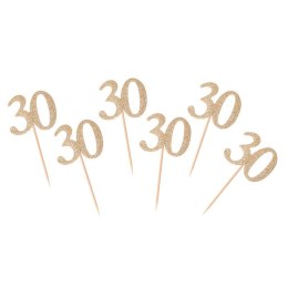 Dekoracja na tort 30 urodziny B&C - złoty, 6 szt. Godan (QT-P30Z)
