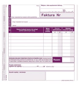Druk offsetowy Faktura dla podatników zwolnionych podmiotowo z podatku VAT 2/3 A5 80k. Michalczyk i Prokop (204-4E)